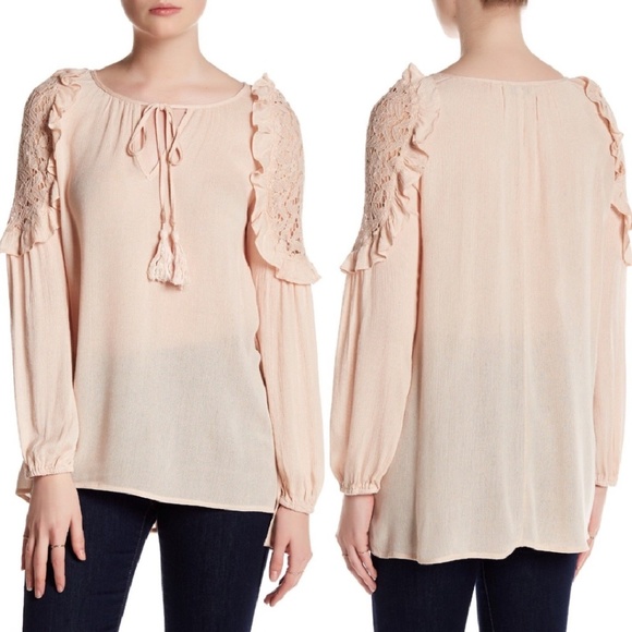 Nadia Rima Tops - Boho Lace Accent Blouse